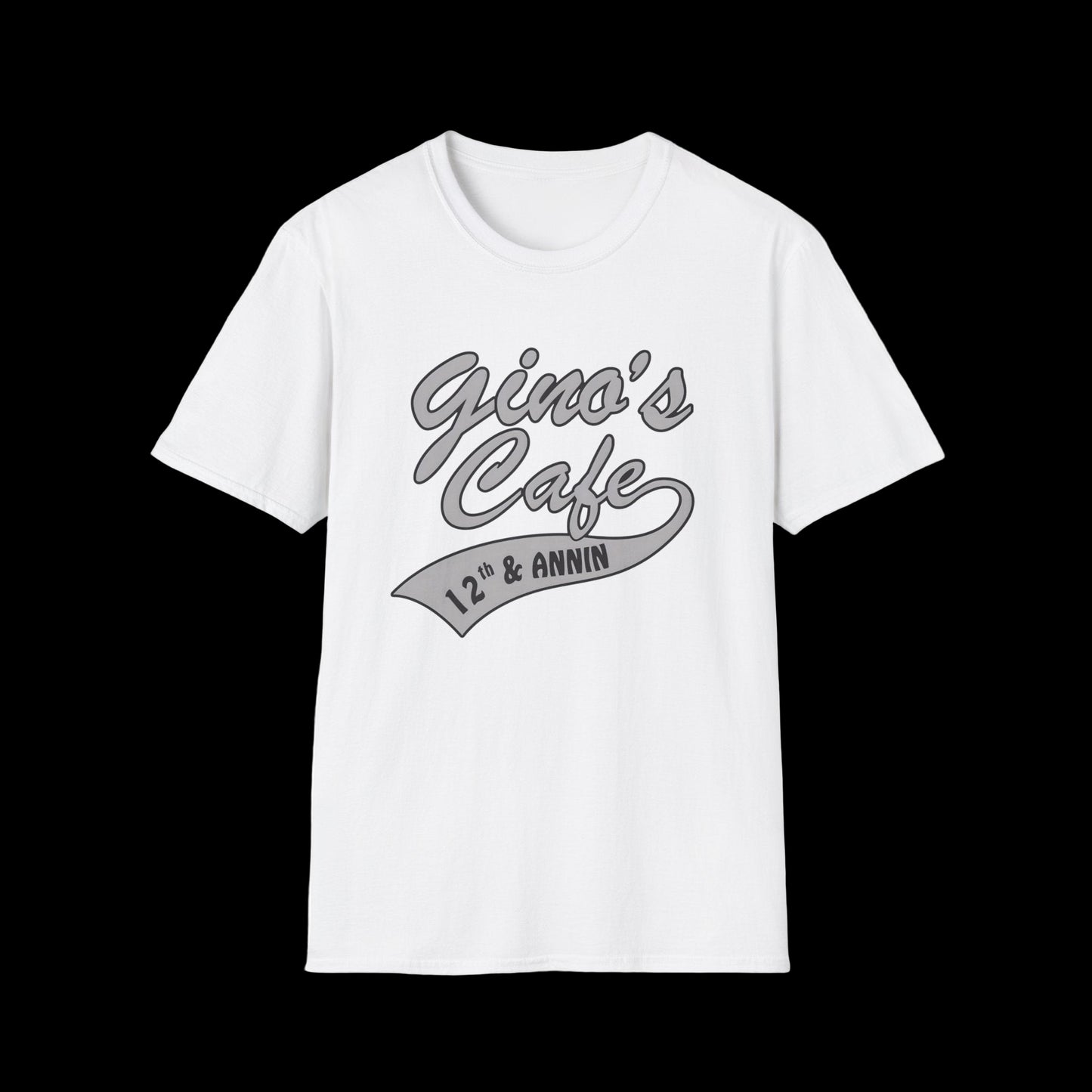 Cafe Logo T-Shirt — "Gino's Cafe 12th & Annin" Retro Coffee Shop Tee