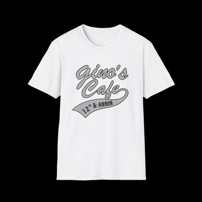 Cafe Logo T-Shirt — "Gino's Cafe 12th & Annin" Retro Coffee Shop Tee