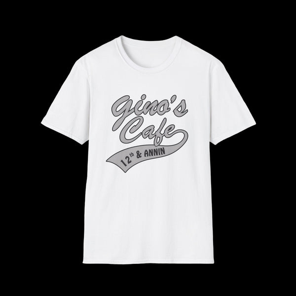 Cafe Logo T-Shirt — "Gino's Cafe 12th & Annin" Retro Coffee Shop Tee