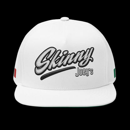 Embroidered Flat Bill Cap — 'Skinny Joey's' Vintage Script Snapback