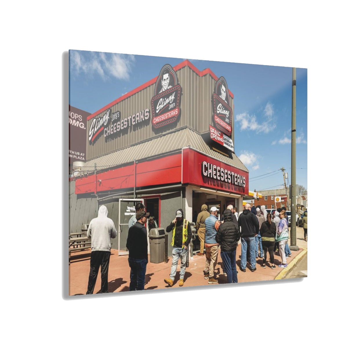 Skinny Joey's Cheesesteaks acrylic wall art, 20x16 in, Skinny Joey's Cheesesteaks apparel