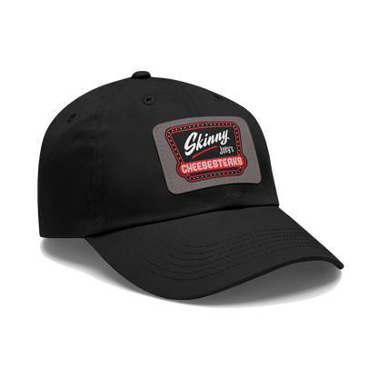 Skinny Joey leather patch dad hat, Philly culture apparel