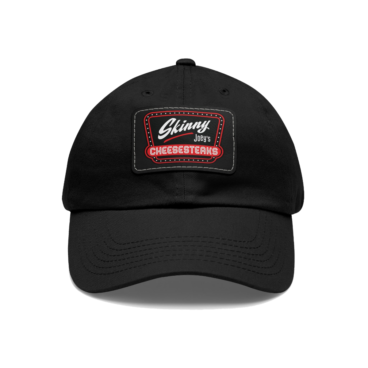 Skinny Joey leather patch dad hat, The Skinny with Joey Merlino podcast merch