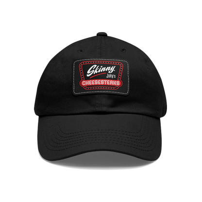 Skinny Joey leather patch dad hat, The Skinny with Joey Merlino podcast merch