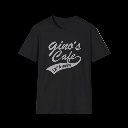 Cafe Logo T-Shirt — "Gino's Cafe 12th & Annin" Retro Coffee Shop Tee