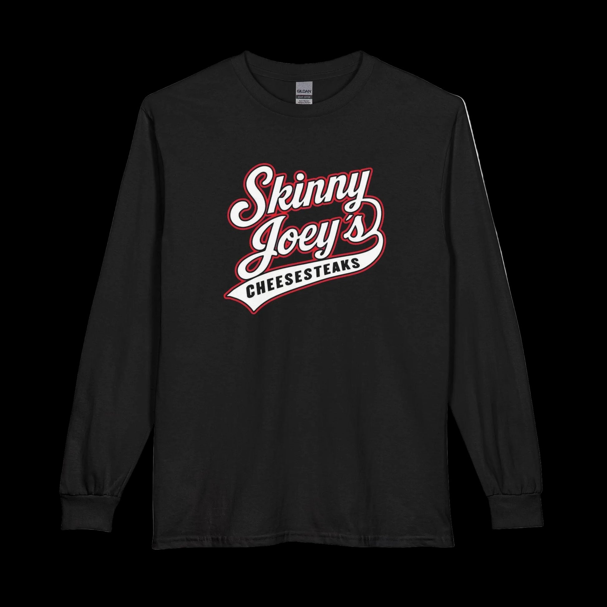 Skinny Joeys Cheesesteaks Long Sleeve Tee - Retro Diner Logo Shirt - lifestyle photo - Skinny Joey's Cheesesteaks