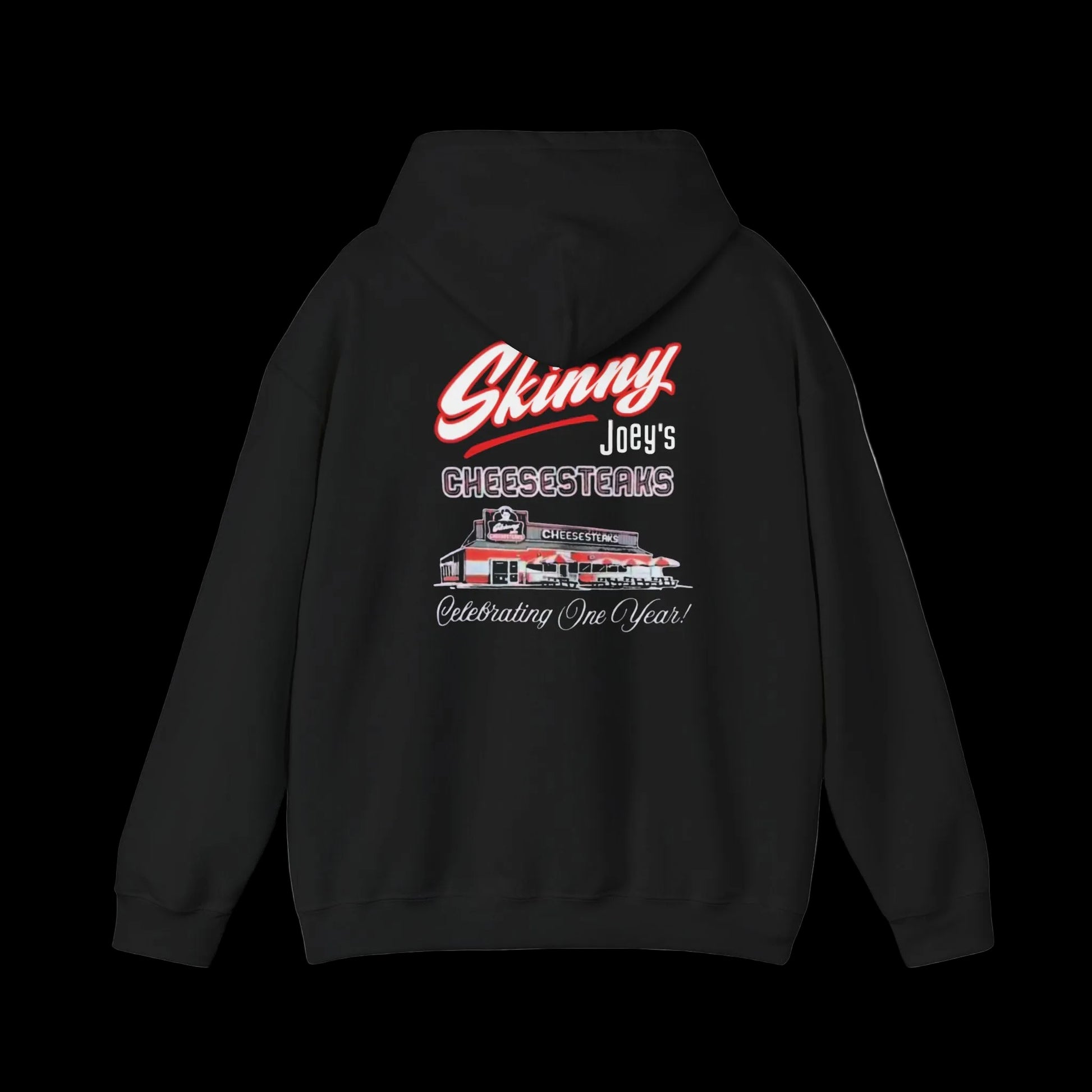 Skinny Joeys Cheesesteaks 1 Year Anniversary Hoodie - side view - Skinny Joey's Cheesesteaks