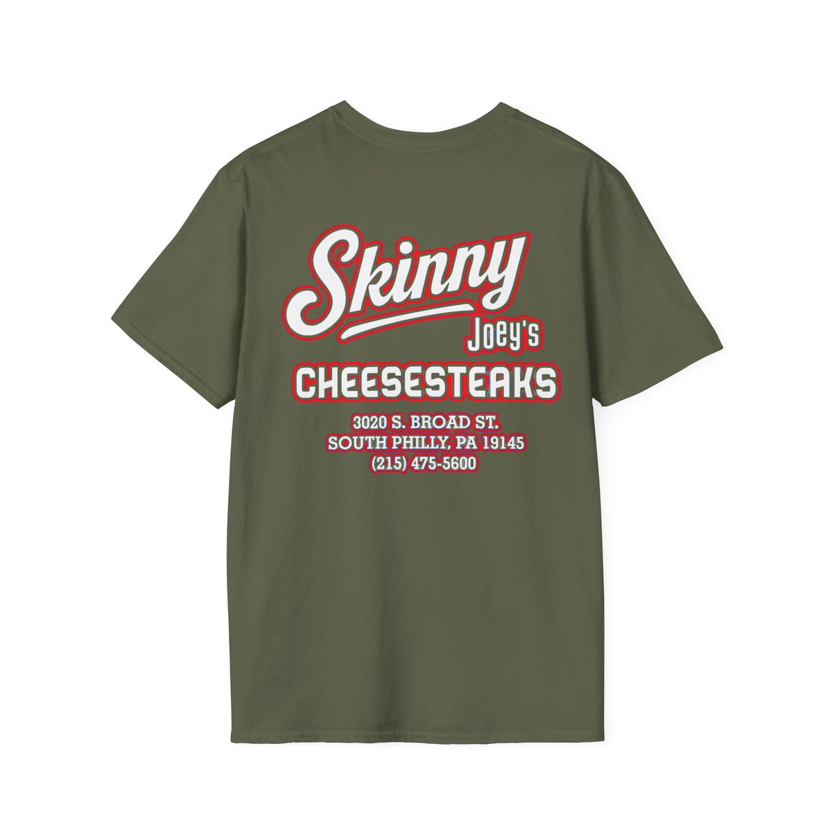 Skinny Joey’s Cheesesteaks Unisex Softstyle T-Shirt | South Philly 3020 S. Broad St.
