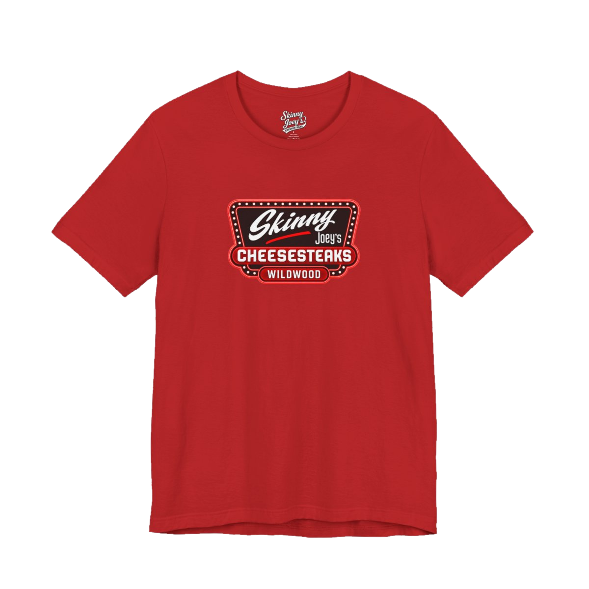 Official Wildwood tee in red, The Skinny with Joey Merlino Podcast