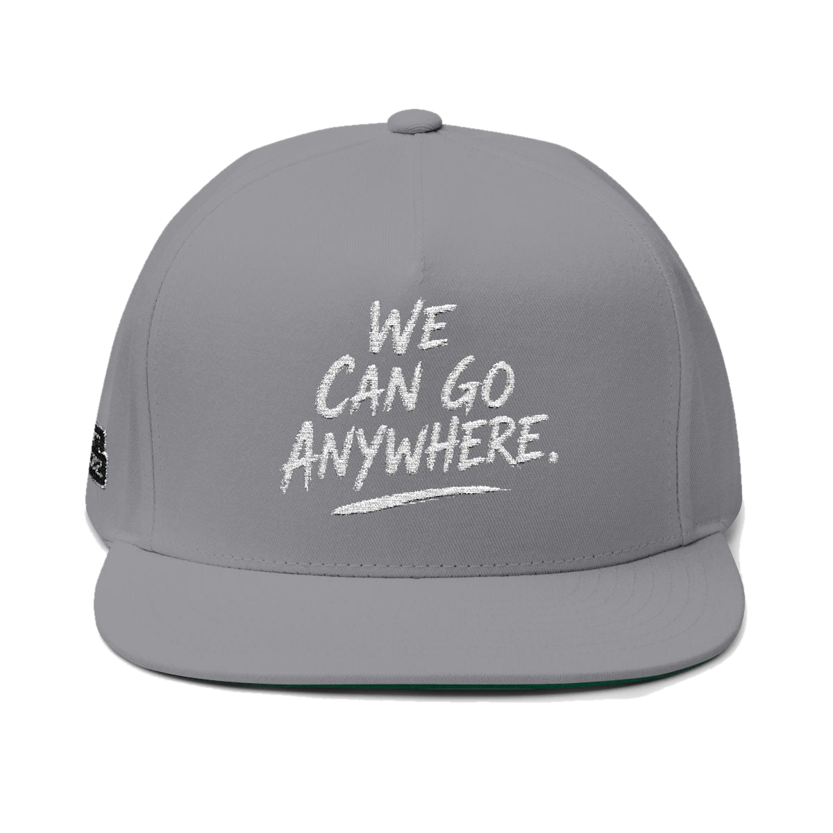 We Can Go Anywhere embroidered snapback in grey, Philadelphia