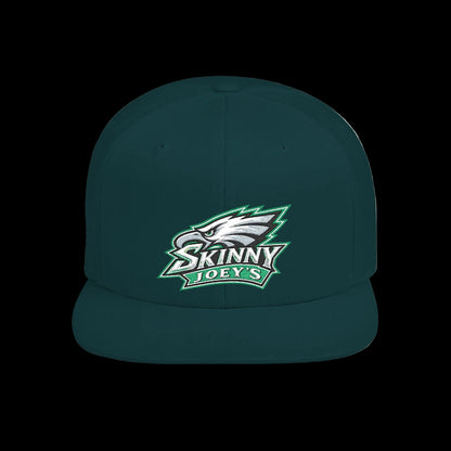 Skinny Joeys x Eagles 2026 flat bill snapback in spruce, front, The Skinny with Joey Merlino Podcast