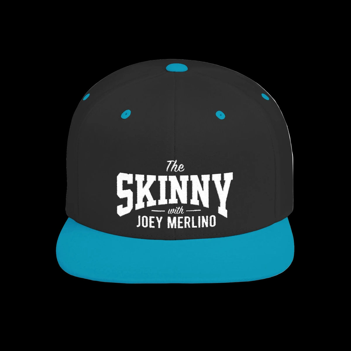 The Skinny with Joey Merlino embroidered cap in black and teal, Philly crime family culture apparel