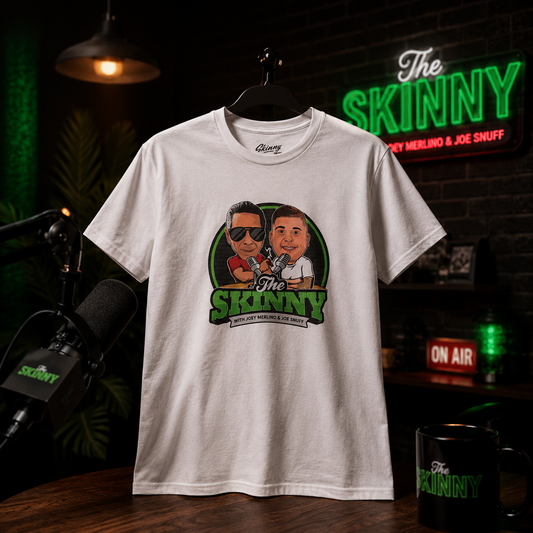 Skinny Podcast Logo Tee – “We Can Go Anywhere” Edition