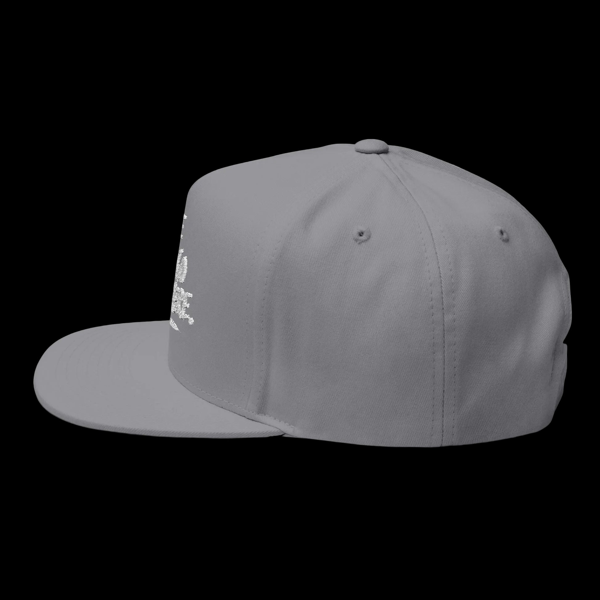 Gray cap with text on a white background