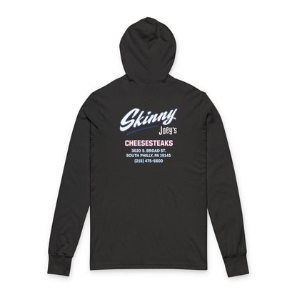 Skinny Joey's Cheesesteaks Hooded Long Sleeve Tee — Retro Diner Logo Shirt