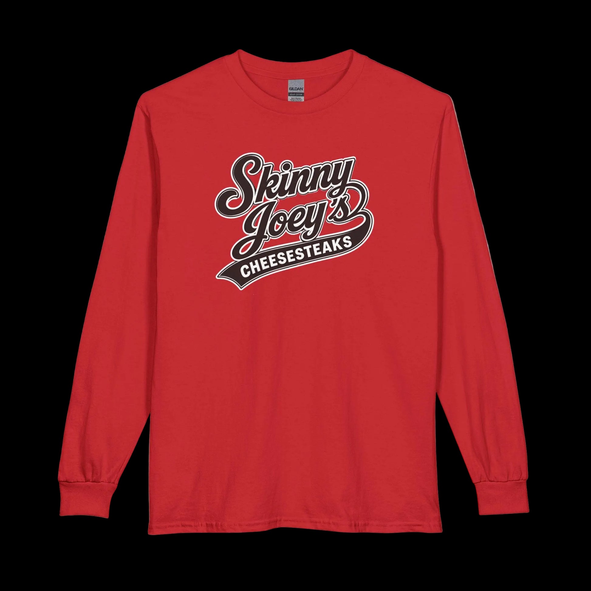 Skinny Joeys Cheesesteaks Long Sleeve Tee - Retro Diner Logo Shirt - detail view - Skinny Joey's Cheesesteaks