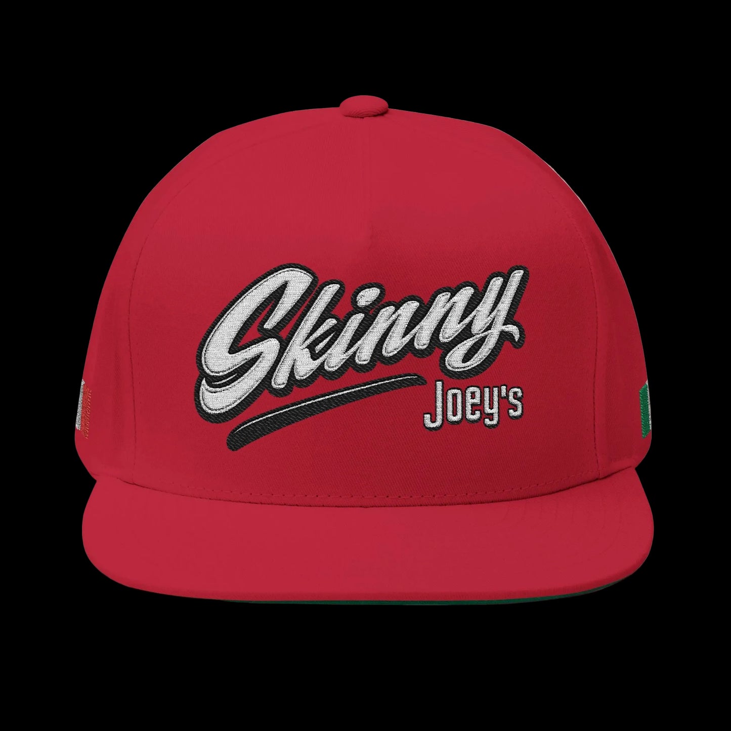 Embroidered Flat Bill Cap — 'Skinny Joey's' Vintage Script Snapback