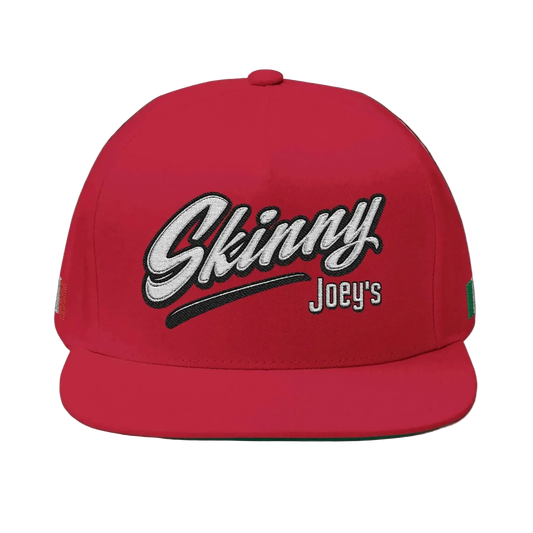 Embroidered Flat Bill Cap — 'Skinny Joey's' Vintage Script Snapback