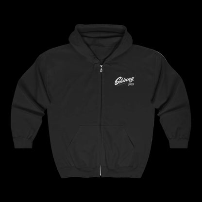 Skinny Joey's Full-Zip Hoodie — Vintage Script Logo Zip-Up Sweatshirt