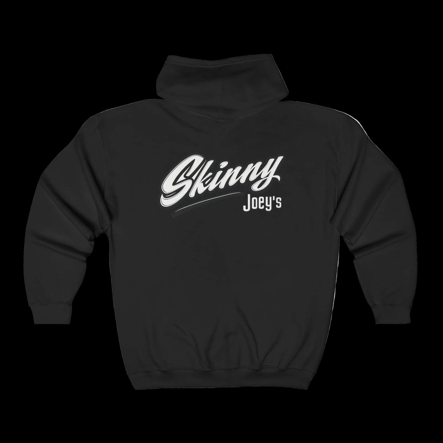 Skinny Joey's Full-Zip Hoodie — Vintage Script Logo Zip-Up Sweatshirt