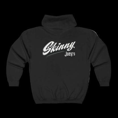 Skinny Joey's Full-Zip Hoodie — Vintage Script Logo Zip-Up Sweatshirt
