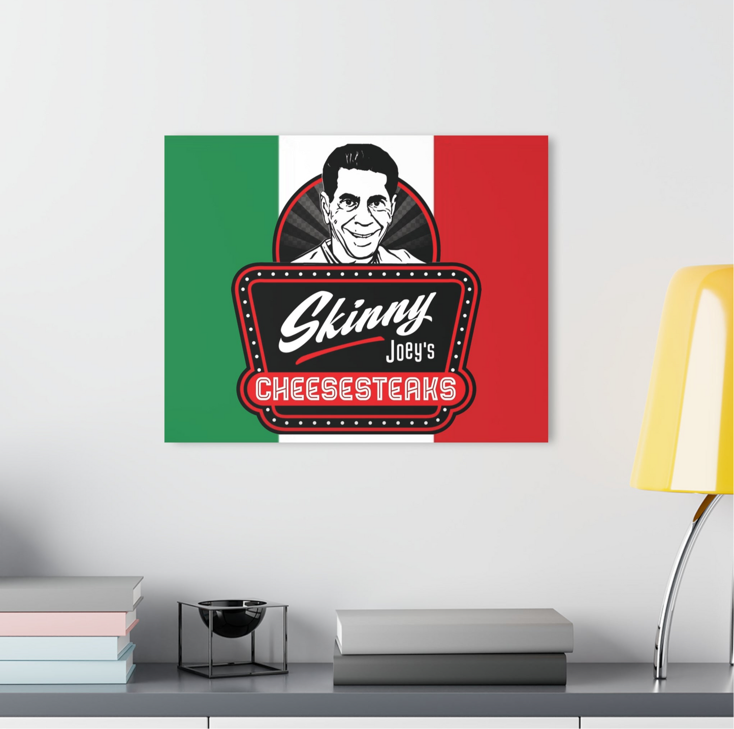 Skinny Joey's Cheesesteaks Logo Italian Flag Acrylic Print Wall Art