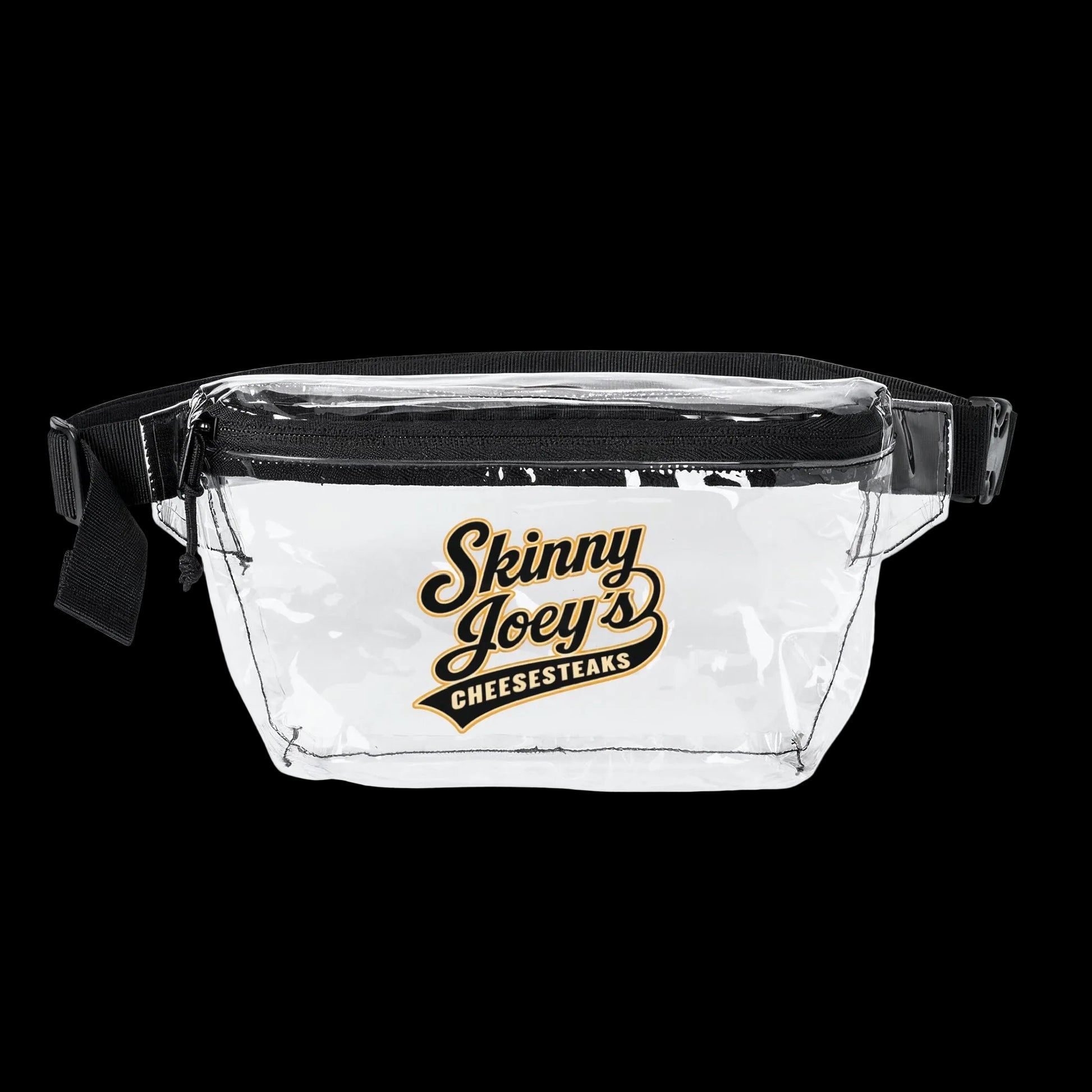 Skinny Joeys Fanny Pack - Clear Concert and Stadium Bag - front view - Skinny Joey's Cheesesteaks