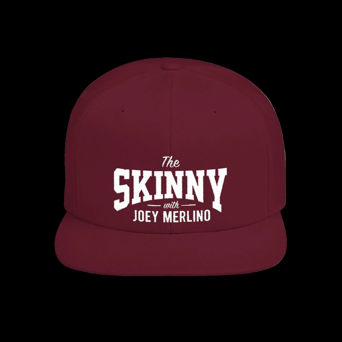 The Skinny with Joey Merlino embroidered cap in maroon, The Skinny with Joey Merlino podcast merch
