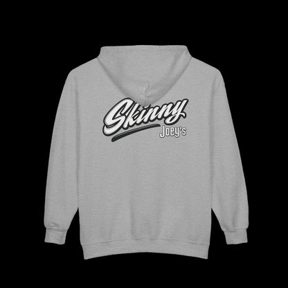 Skinny Joey's Full-Zip Hoodie — Vintage Script Logo Zip-Up Sweatshirt