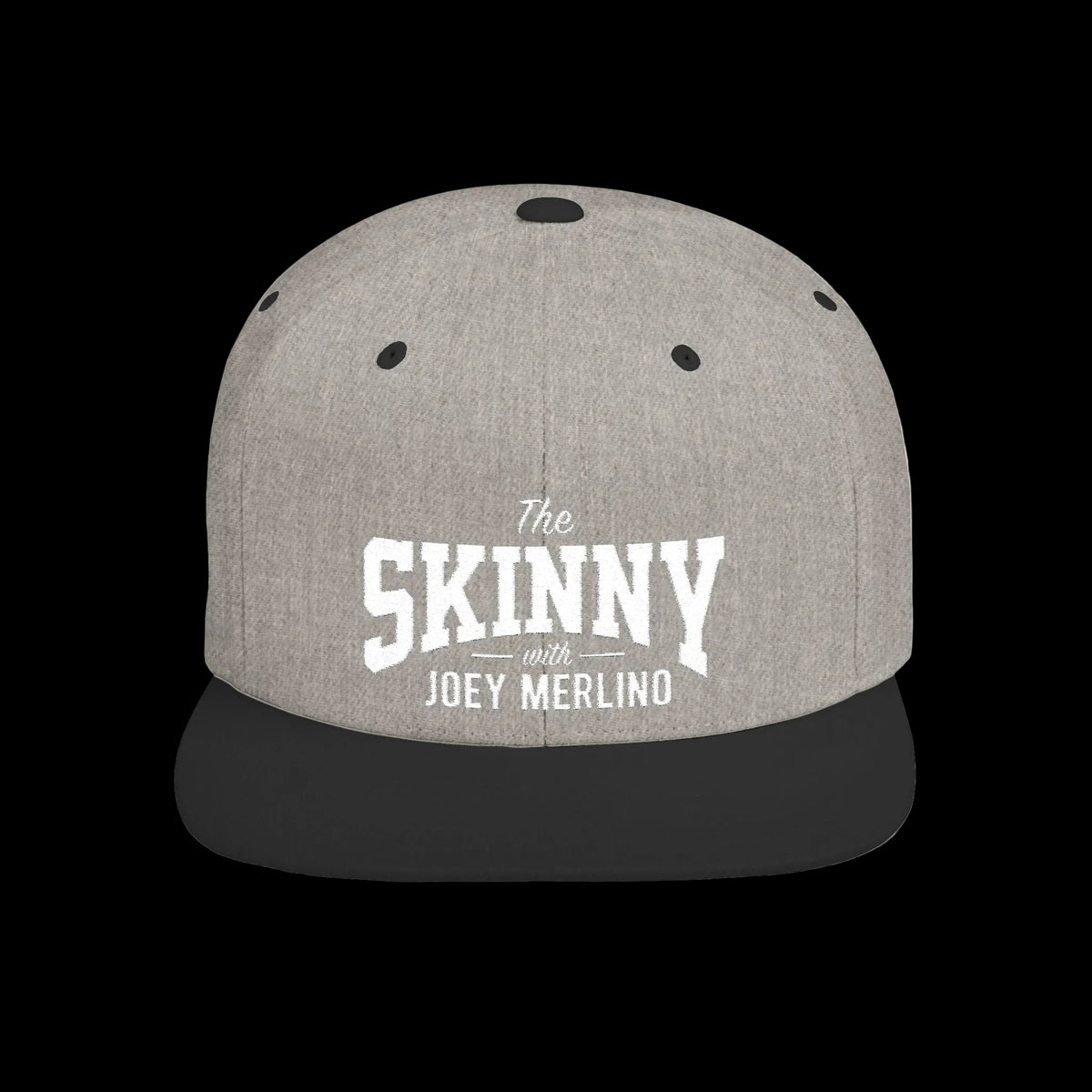 The Skinny with Joey Merlino embroidered cap in heather grey and black, Skinny Joey Philadelphia mob boss inspired merch