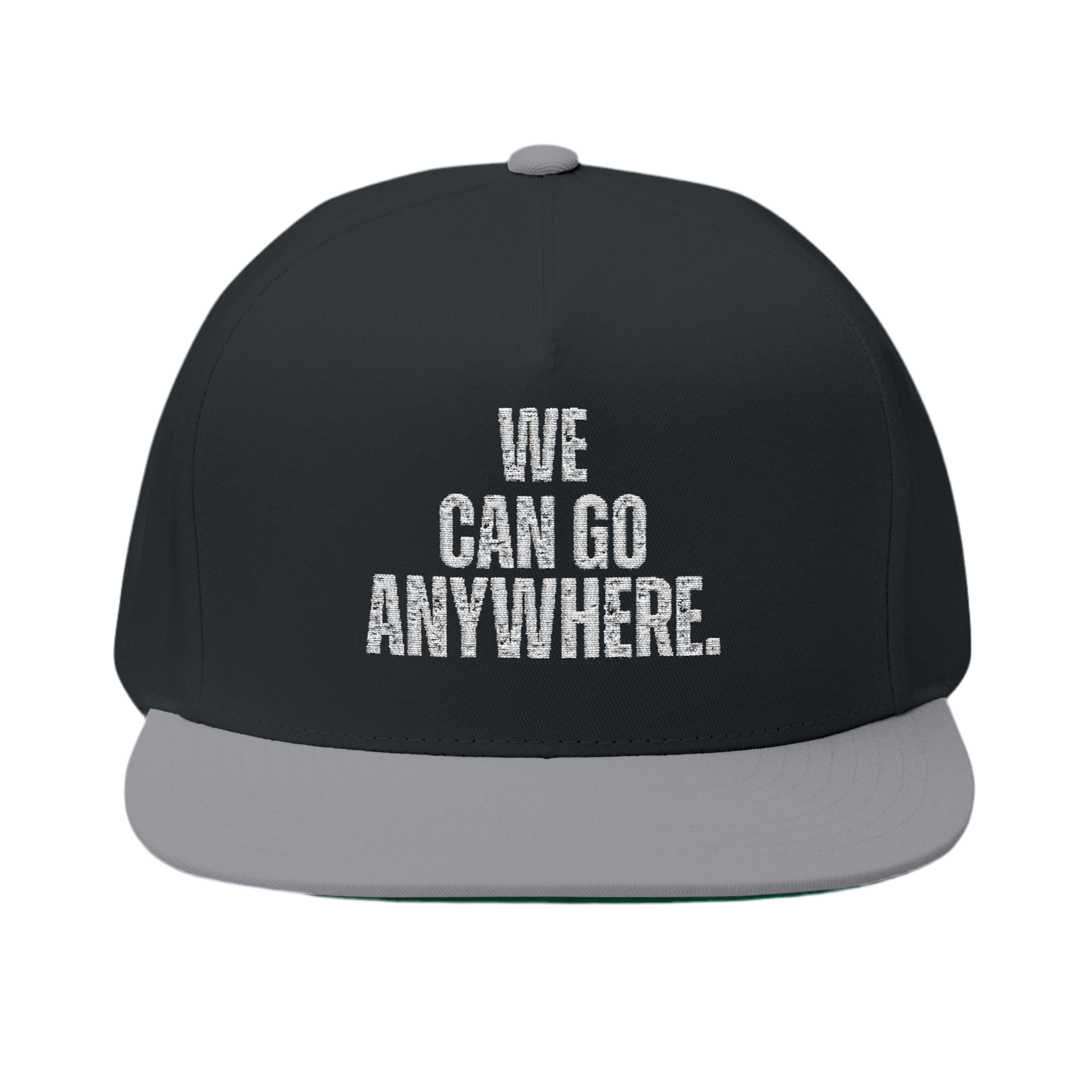 We Can Go Anywhere Statement Snapback Hat - detail view - Skinny Joey's Cheesesteaks