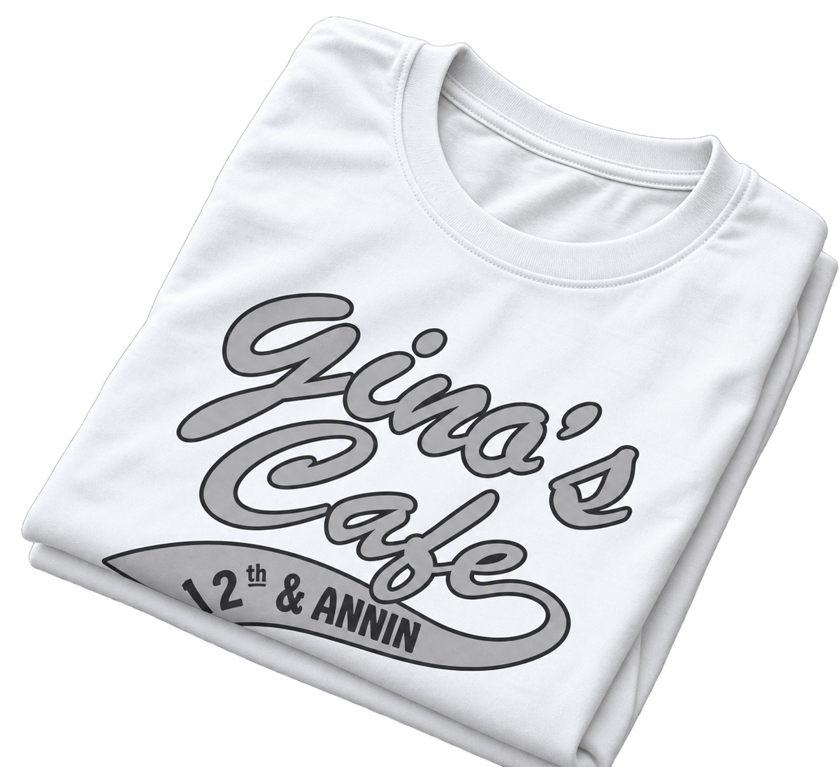 Cafe Logo T-Shirt — "Gino's Cafe 12th & Annin" Retro Coffee Shop Tee