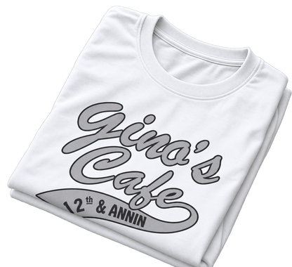 Cafe Logo T-Shirt — "Gino's Cafe 12th & Annin" Retro Coffee Shop Tee