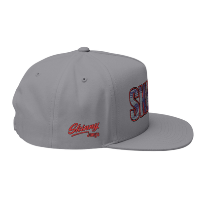 Skinny Flat Bill Cap – Money Print Embroidered Snapback Hat