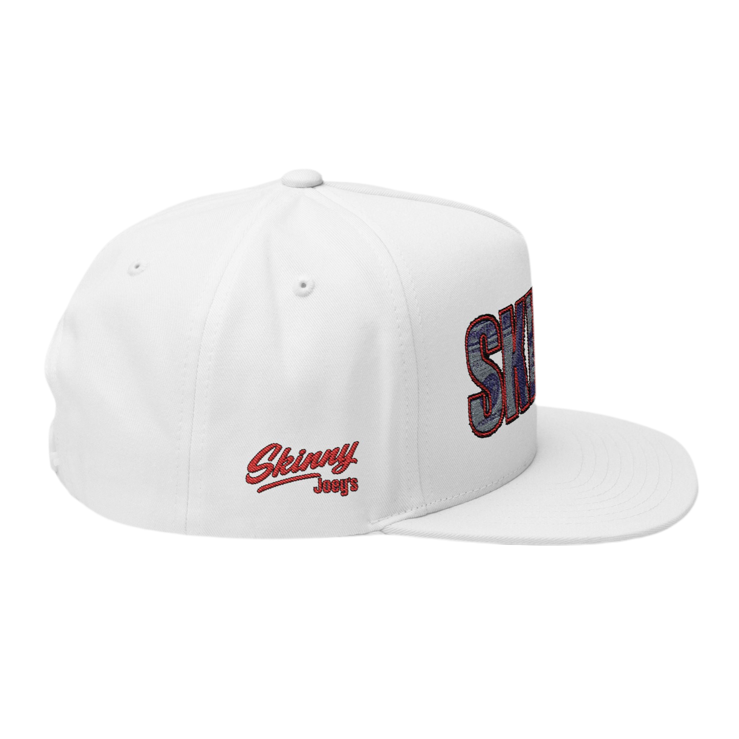 Skinny Flat Bill Cap – Money Print Embroidered Snapback Hat