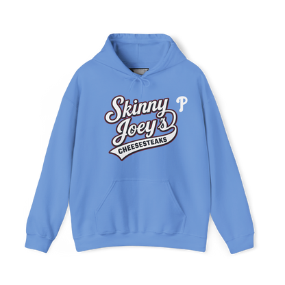 Phillies logo pullover hoodie in carolina blue, front view, Joseph Merlino Philadelphia merch