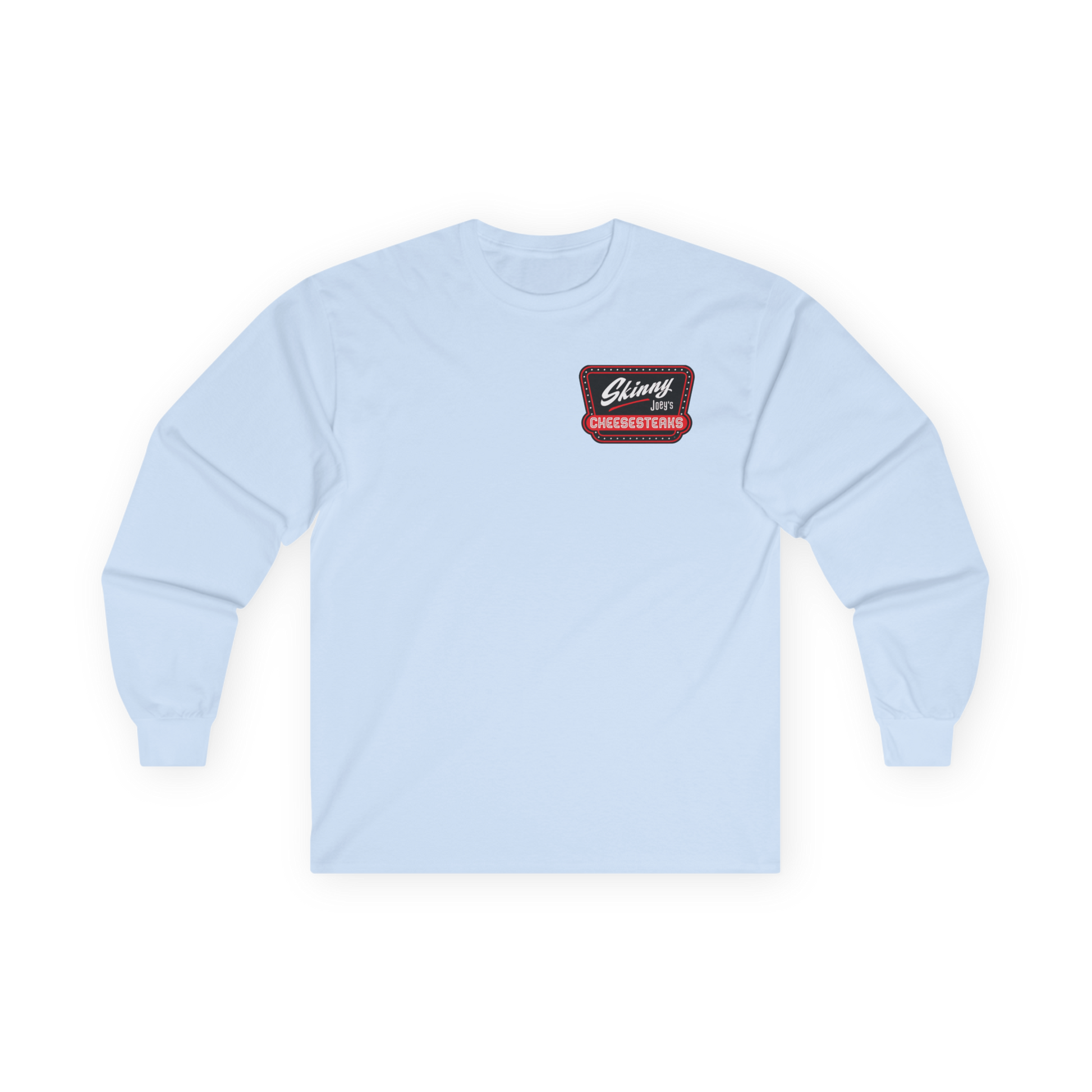 Skinny Joey's Cheesesteaks Long Sleeve Tee - lifestyle photo - Skinny Joey's Cheesesteaks