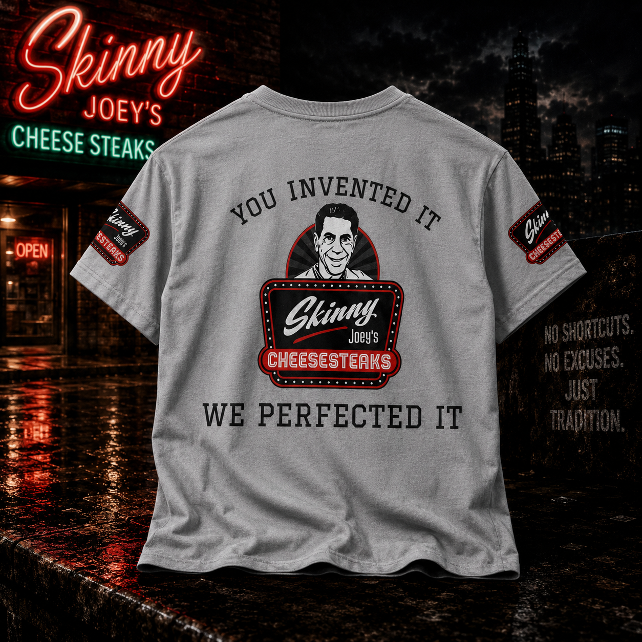 Skinny Joey's “We Perfected It” Stand Tall Tee Shirt