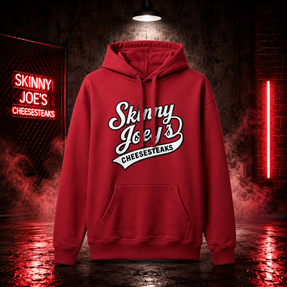 Skinny Joeys Cheesesteaks Hooded Sweatshirt - Philly Diner Logo Pullover - lifestyle photo - Skinny Joey's Cheesesteaks