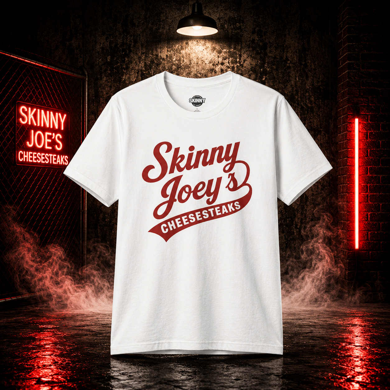 Skinny Joeys Cheesesteaks T-Shirt - Retro Diner Logo Tee - back view - Skinny Joey's Cheesesteaks