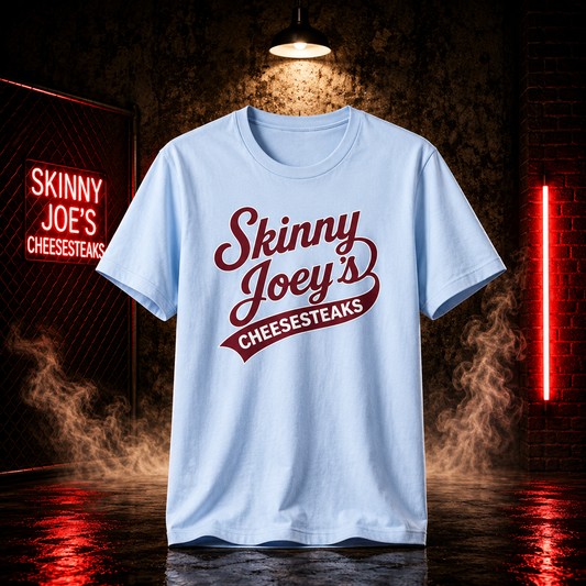 Skinny Joeys Cheesesteaks T-Shirt - front view - Skinny Joey's Cheesesteaks