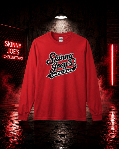 Skinny Joeys Cheesesteaks Long Sleeve Tee - Retro Diner Logo Shirt - back view - Skinny Joey's Cheesesteaks