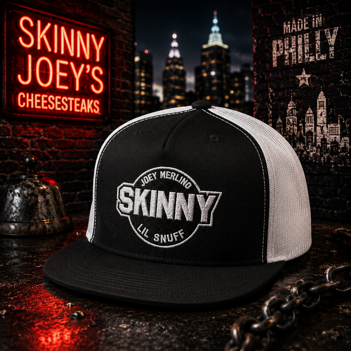 Skinny vintage logo trucker cap, gallery photo 18, Philly crime family culture apparel