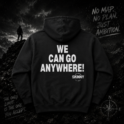 You Can't Go Nowhere Champion Hoodie - side view - Skinny Joey's Cheesesteaks