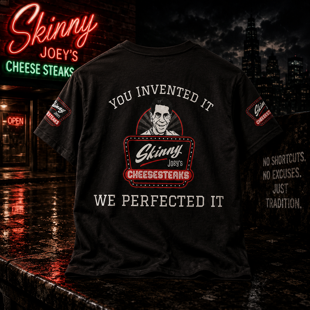 Skinny Joey's “We Perfected It” Stand Tall Tee Shirt