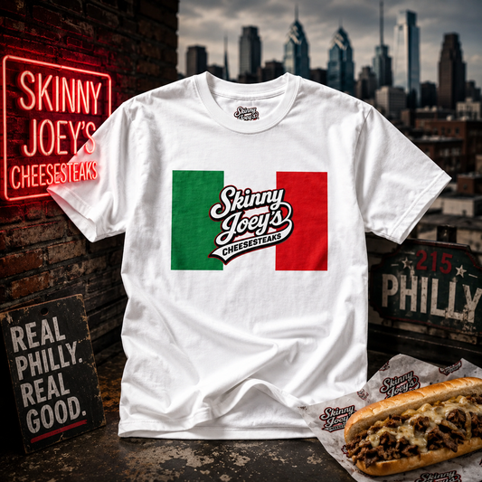 Italian Flag 'Skinny Joey's' Logo T‑Shirt