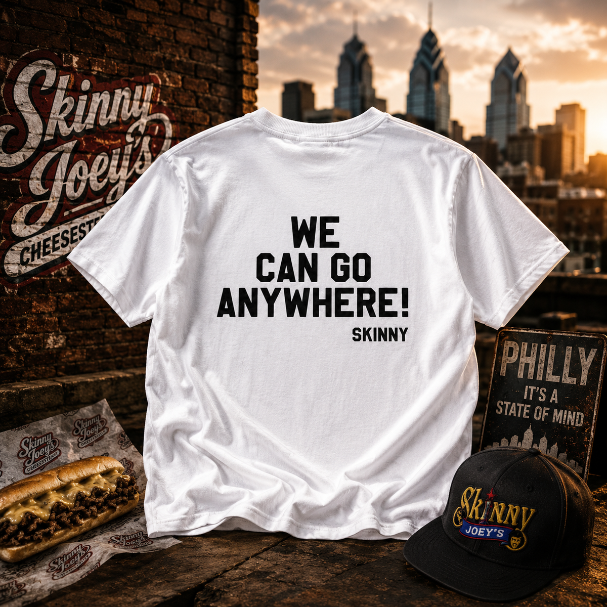 Italian flag Skinny Joey's logo tee, The Skinny with Joey Merlino podcast merch