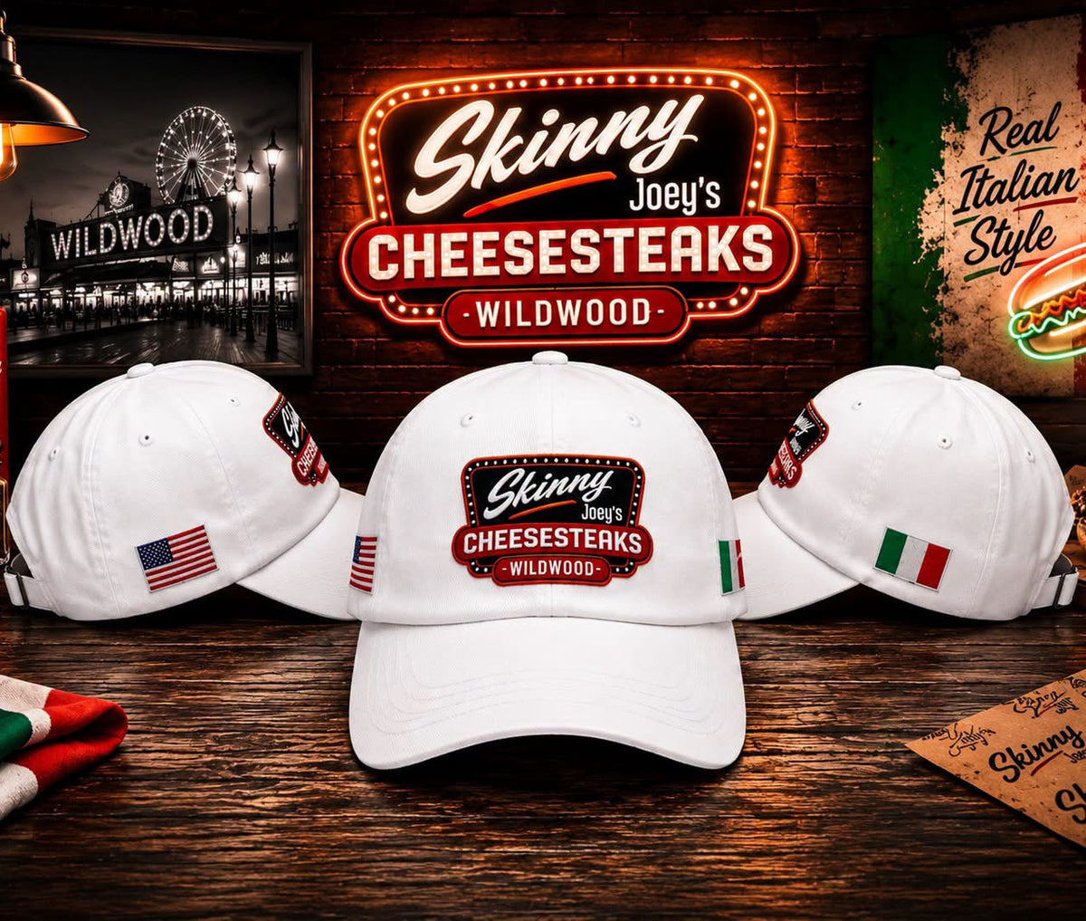 Skinny Joey's Cheesesteaks Wildwood Classic Dad Cap, Philly streetwear
