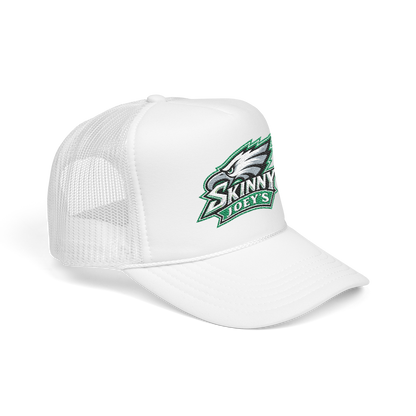 Eagles 2026 trucker hat in white, side view, The Skinny Podcast with Joey Merlino & Lil Snuff merch