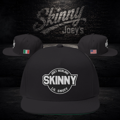 Skinny Joey Lil Snuff Embroidered Flat Bill Cap - front view - Skinny Joey's Cheesesteaks